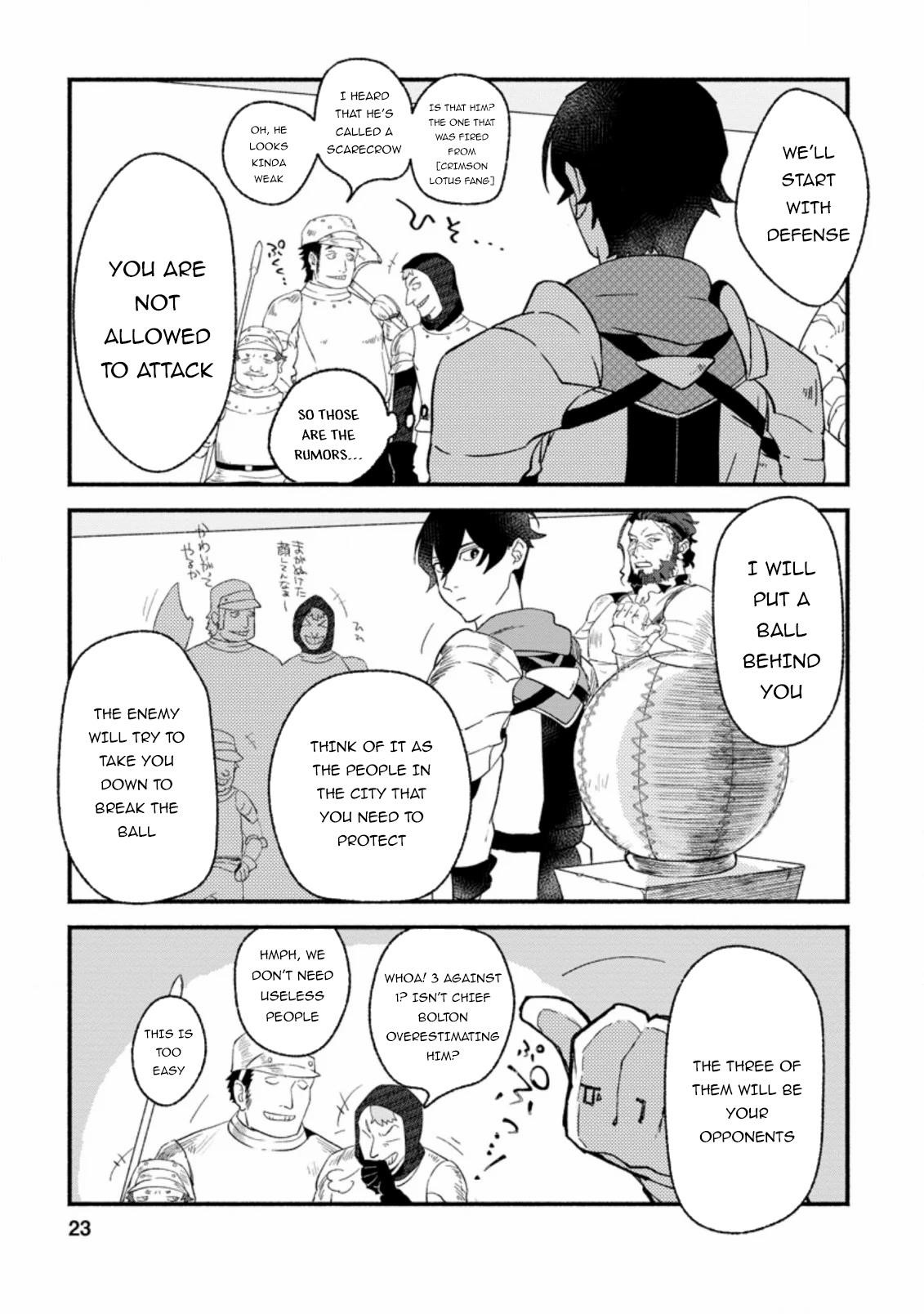 Sono Monban, Saikyou Nitsuki: Tsuihou Sareta Bougyo Ryoku 9999 no Senshi, Outo no Monban Toshite Musou Suru Chapter 1 - Page 21